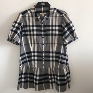 Burberry Button Up Short Sleeve Blouse Size 12